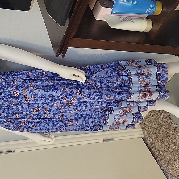 Cute Coquette Prairie Granny Floral Empire Waist Swing Shirt Land Girl Dress - Picture 8 of 8